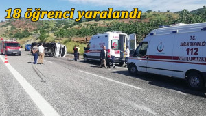 Öğrenci servisi takla attı: 18 yaralı