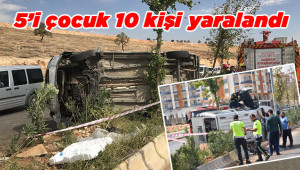 Ticari araç devrildi 10 kişi yaralandı