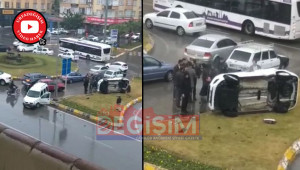 Otomobil takla atarak refüje çıktı