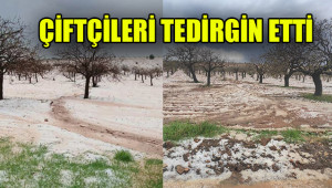 Dolu yağışıyla Karaköprü beyaza büründü