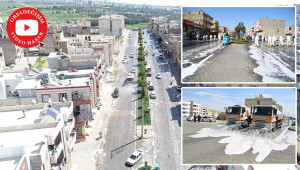 Haliliye'de caddeler köpüklü su ile yıkandı