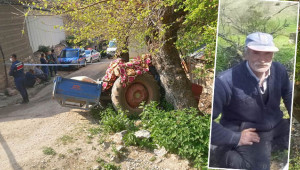 Traktör ile ağaç arasında kalarak can verdi