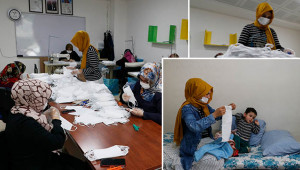 Maske üretimi ile ailesini geçindiriyor