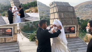 Gelinle damada altın yerine maske taktılar