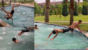 Çocuklar soluğu süs havuzlarında aldı
