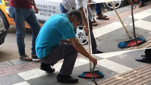 Yolda yürüyen vatandaşın üzerine yılan düştü