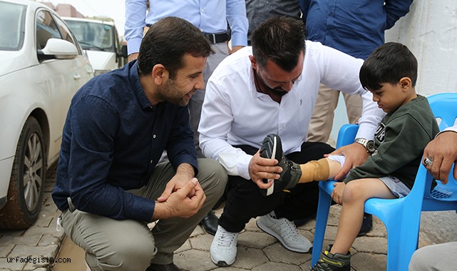 Bacağı kesilen çocuğa protez bacak takıldı!