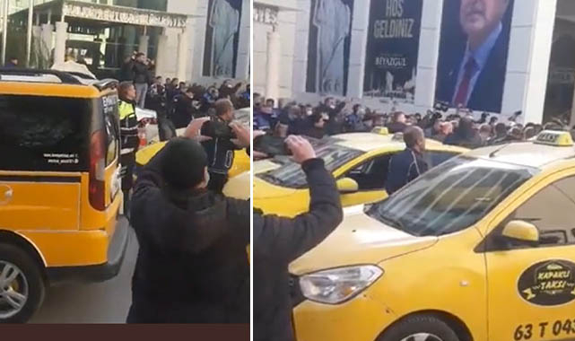 Zam isteyen taksiciler eylem yaptı!