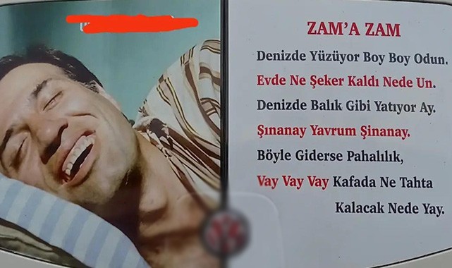 Film repliğindeki zam tepkisi Urfa'da dolmuş arkasına yazıldı