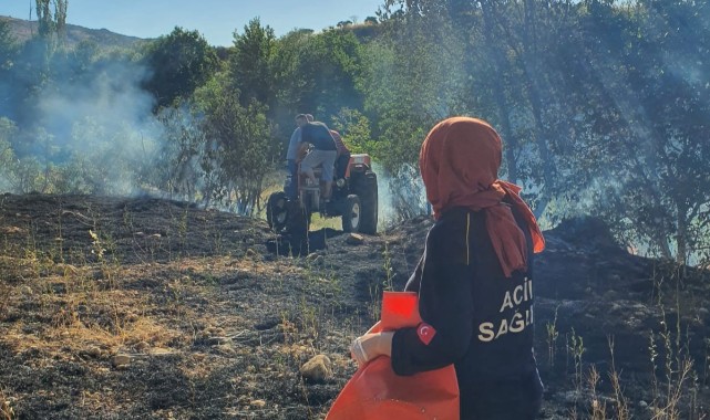 Anız yangınında 1 kişi dumandan zehirlendi