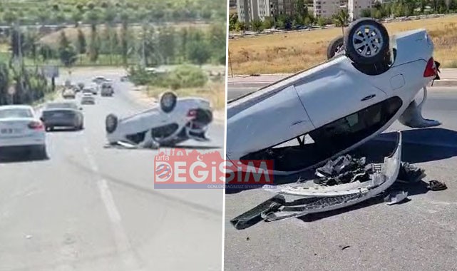 Karaköprü’de otomobil ters döndü! 1 yaralı