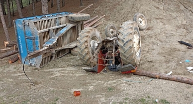 Şarampole yuvarlanan traktörün sürücüsü hayatını kaybetti