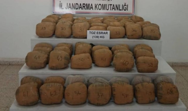 139 kilo toz esrar ele geçirildi