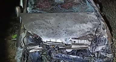 Hafif ticari araç şarampole yuvarlandı: 1 yaralı