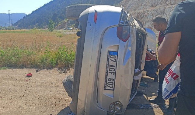 Mıcıra kapılan otomobil devrildi: 1 ölü, 2 yaralı