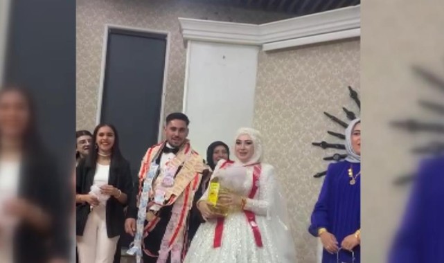 Düğünde geline altın yerine Ayçiçek yağı hediye edildi