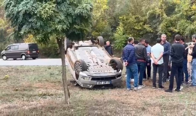 Kontrolden çıkan araç takla attı: 2 yaralı