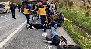 Kocaeli'de yolcu otobüsü ile otomobil çarpıştı! 17 yaralı