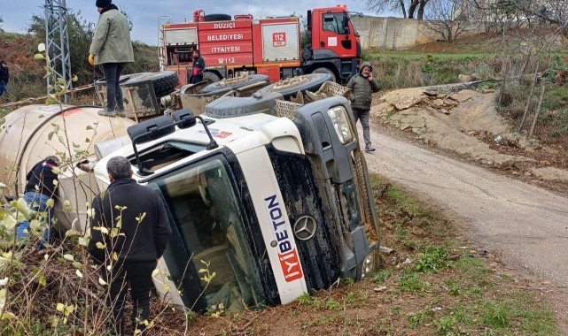 Osmaniye'de beton mikseri devrildi: 1 yaralı