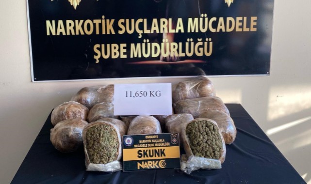 Yolcu otobüsünde 11 kilo 650 gram uyuşturucu ele geçirildi