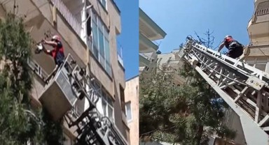 Ayağına ip dolanan güvercinin imdadına itfaiye yetişti!