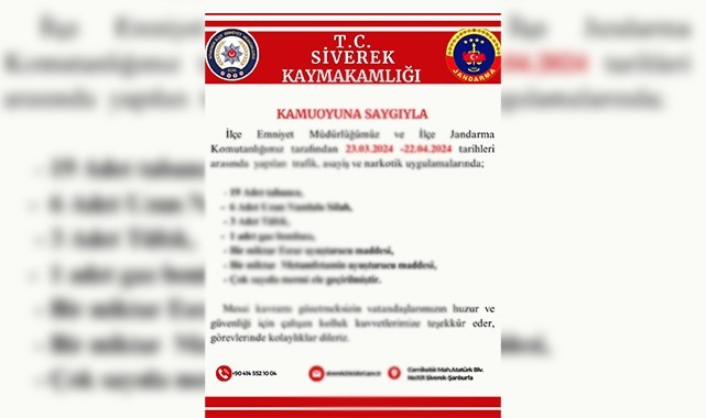 Siverek'te son bir ayda yapılan asayiş uygulamaları açıklandı!