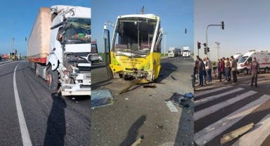 Tır ile halk otobüsü çarpıştı: 12 yaralı