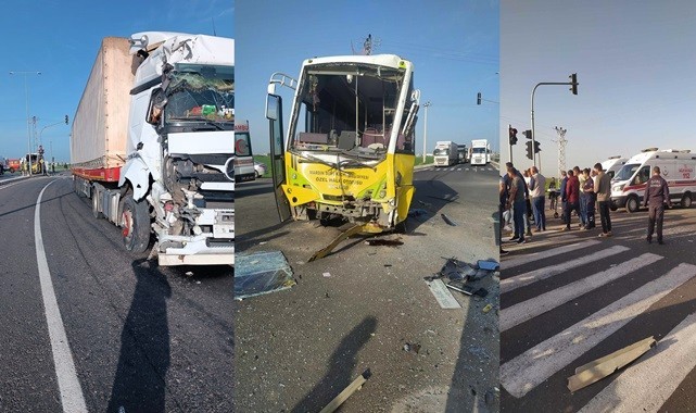 Tır ile halk otobüsü çarpıştı: 12 yaralı