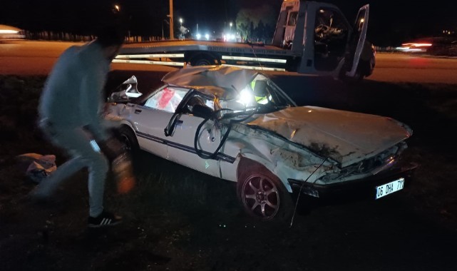 Yoldan çıkan araç takla attı: 4 yaralı