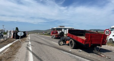 Süt tankeri ve traktör çapıştı: 2 yaralı