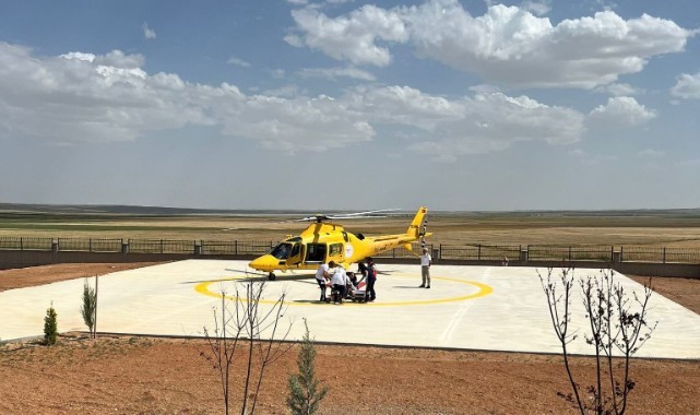 Kalp krizi geçiren vatandaş helikopter ambulansla sevk edildi