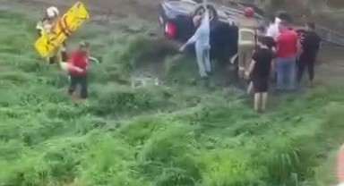 Direksiyon hakimiyetini kaybedip dereye uçtu