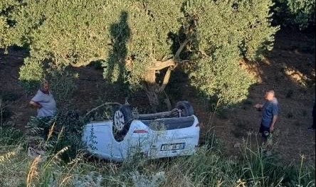 Erdek’te yoldan çıkan araç şarampole uçtu