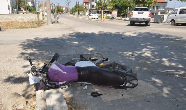 Devrilen motosikletin sürücüsü yaralandı