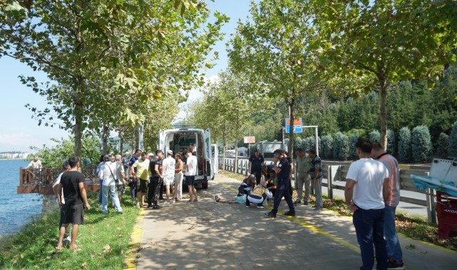 Elektrikli bisiklet denize uçtu: 3 kişi yaralandı