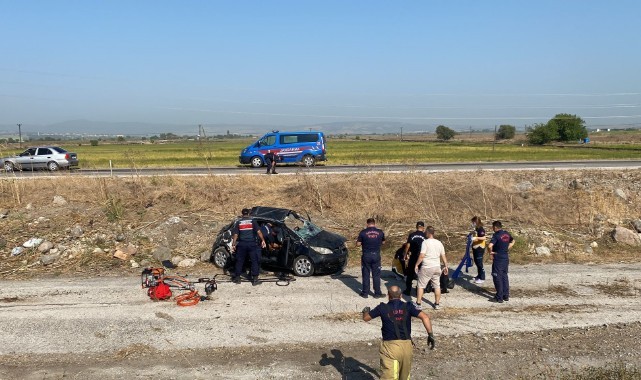 Yoldan çıkan otomobil takla attı: 5 yaralı