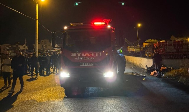 Duvara çarpan motosiklet alev aldı: 1 ölü, 1 yaralı