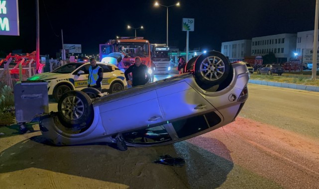 Kontrolden çıkan otomobil takla attı: 2 yaralı