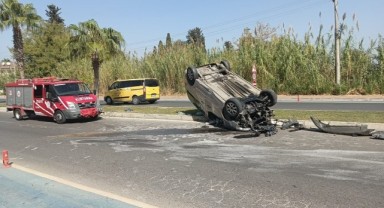 Takla atan araç hurdaya döndü: 3 yaralı