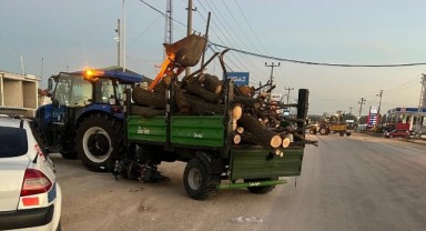 Traktöre çarpan motosikletin sürücüsü ölümden döndü