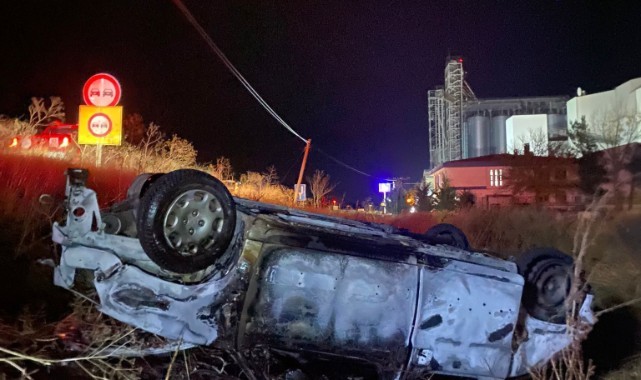 Feci Kaza: Otomobil devrildi, Sürücü hayatını kaybetti