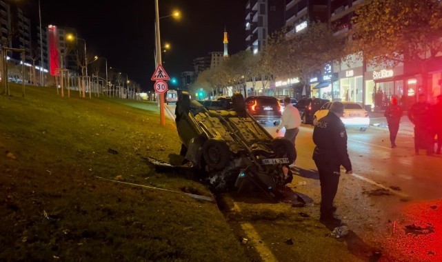 Otomobil refüje çarparak takla attı: 1 yaralı
