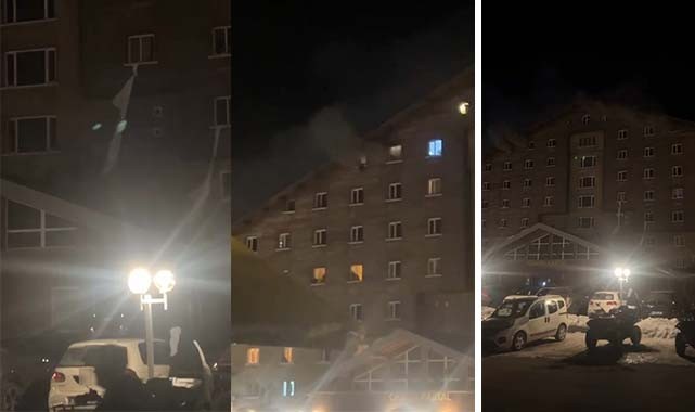 Bolu Kartalkaya Kayak Merkezi'nde otel yangını! Kameraya…