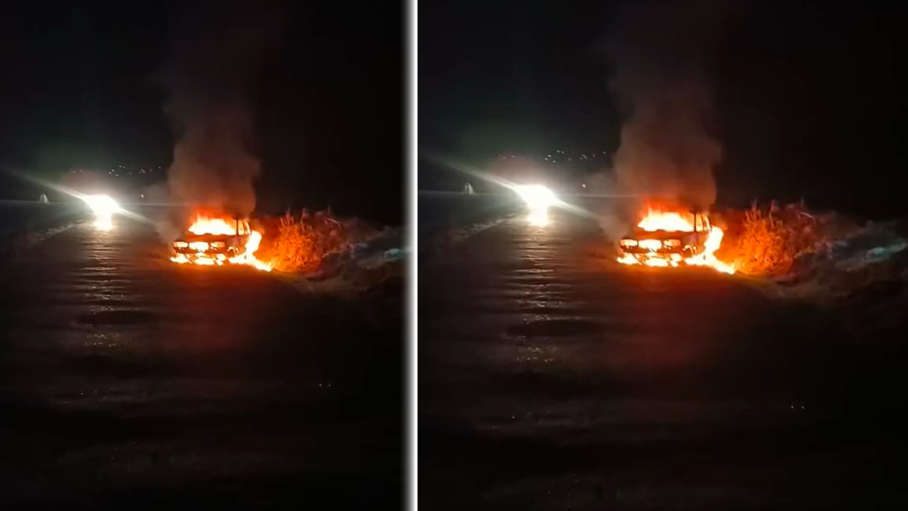 Şanlıurfa’da otomobil alev alev yandı, o anlar kamerada