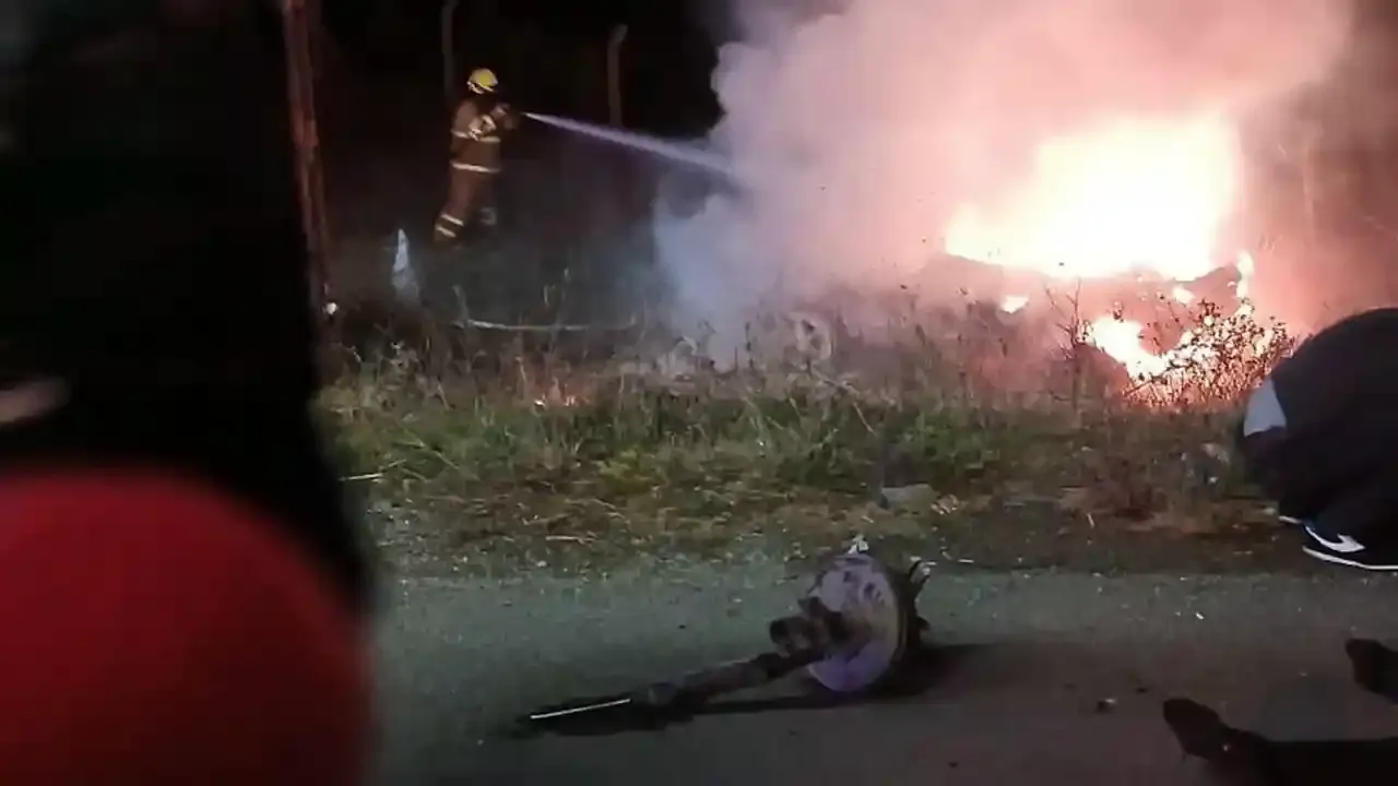 Balıkesir'da aracın yandığı feci kazada 1 ölü, 1 yaralı var