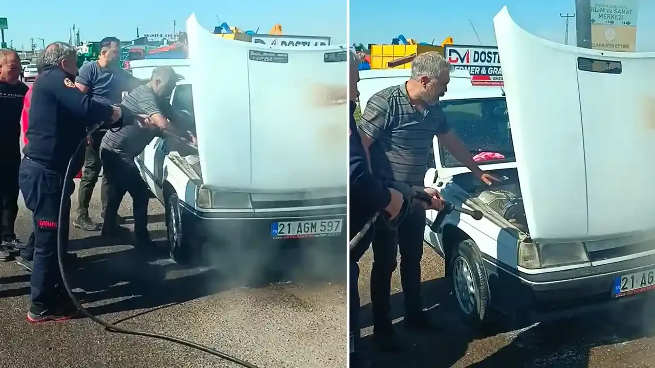 Siverek’te seyir halindeki otomobil alevlere teslim oldu