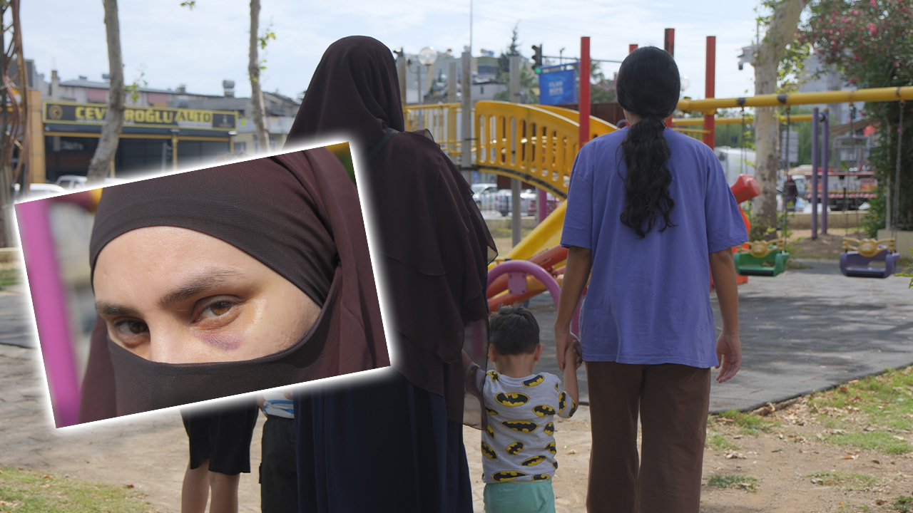 Mersin'de skandal kamerada: İki çocuğunun önünde anne darbedildi