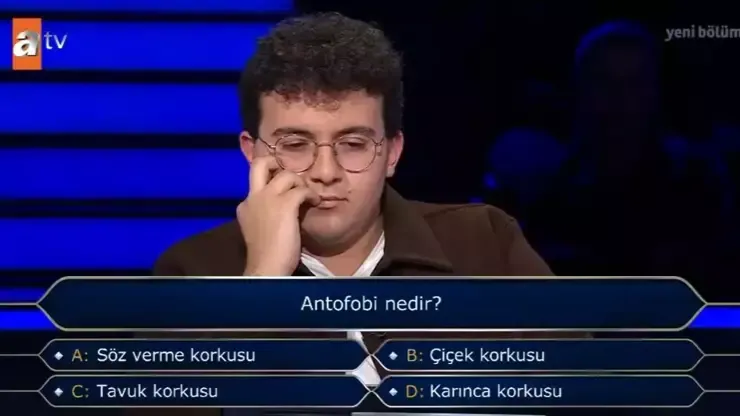 Kim Milyoner Olmak İster'de 500 bin TL'lik soru: Antofobi nedir?