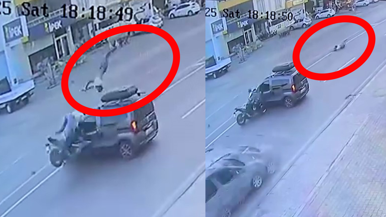 Elazığ’daki korkunç kaza anı kamerada: Yolcu havada üç takla attı!