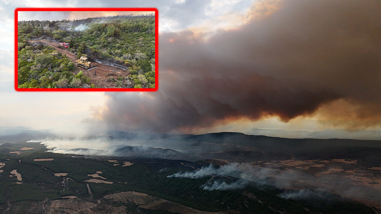 Çanakkale’de Orman Yangını Dron ile Görüntülendi